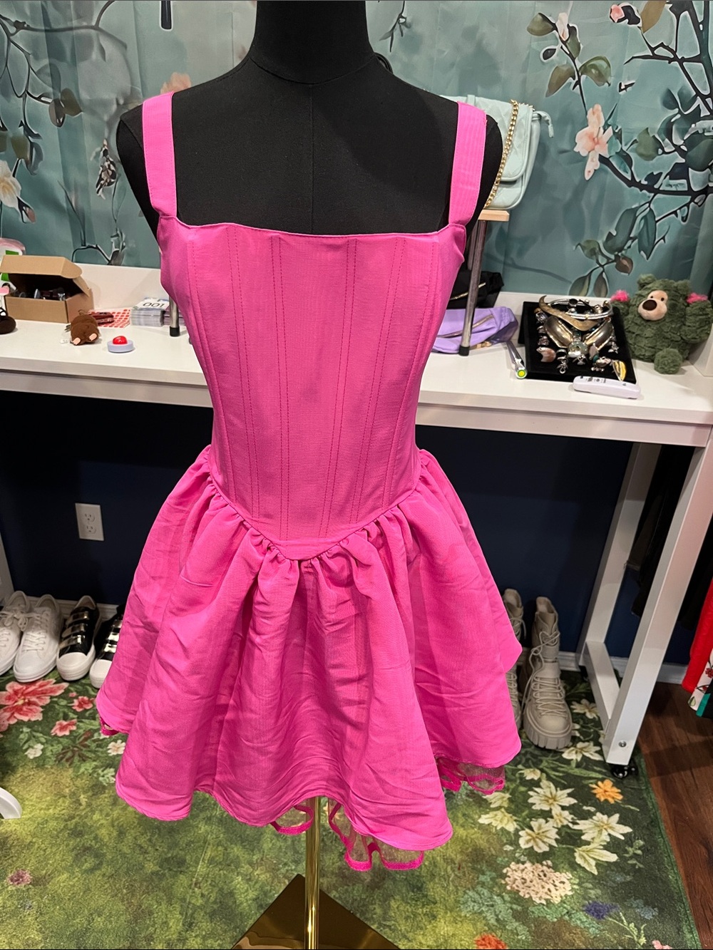 NWOT Sugar Thrillz Hot Pink Sleeveless Fit-and-Flare Dress